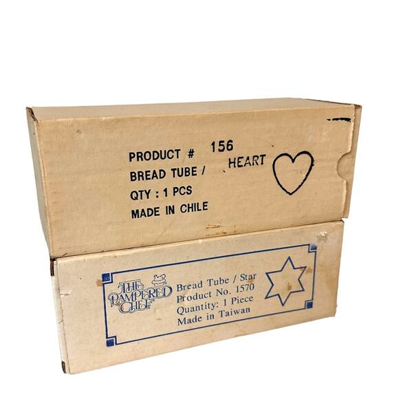 Pampered Chef Bread Tube New in Box Star Heart Discontinued Set of 2 Vintage - Picture 1 of 16
